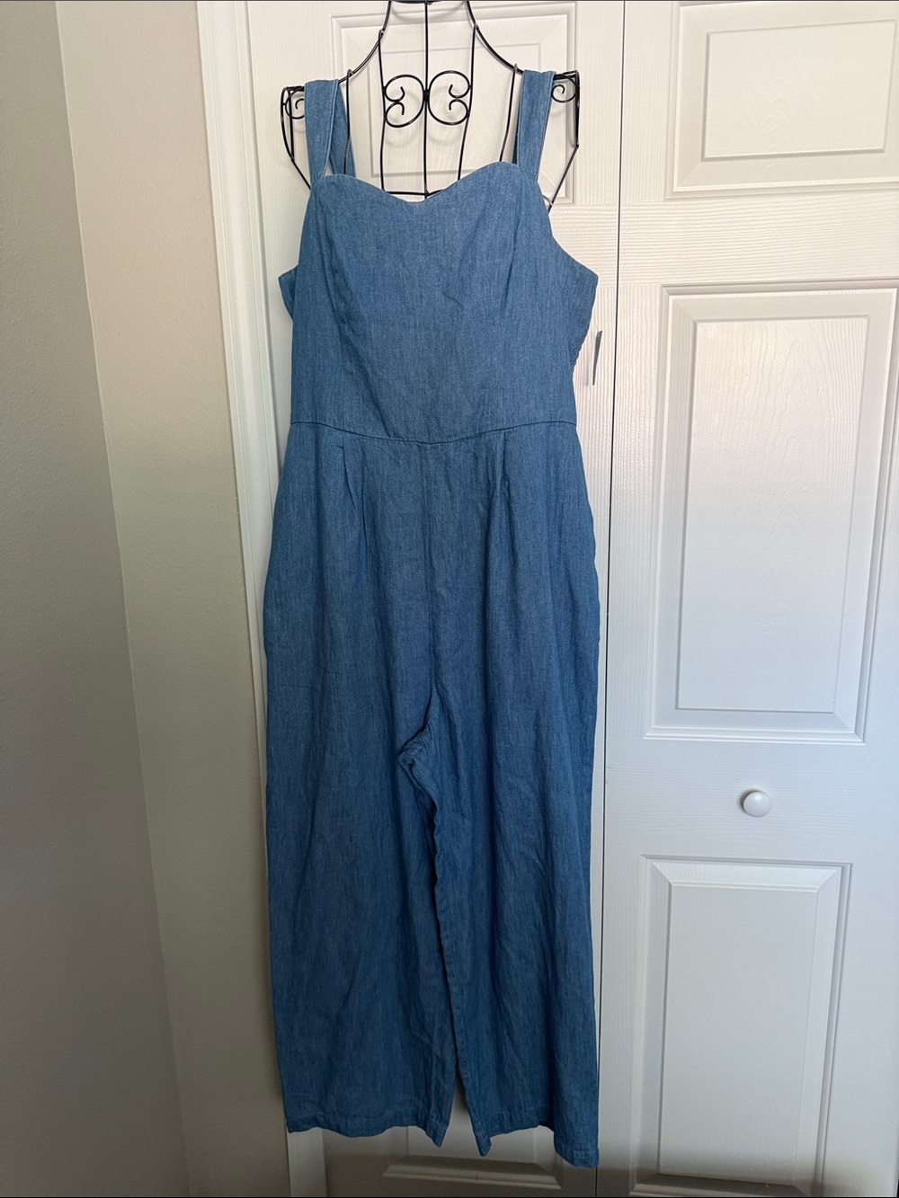 Old Navy Blue Denim Sweetheart Strap Jumpsuit